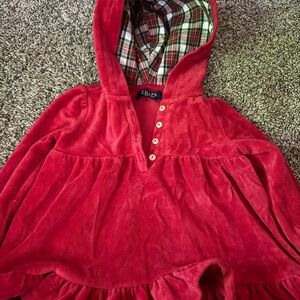Chaps Scarlet Hooded Top with Checkered Lining